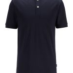 Polo en piqué de coton mercerisé, à col tunisien