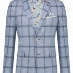 Blazer à carreaux bleu clair