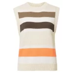 Spencer rayé multicolore avec col rond et côtes