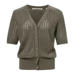 Cardigan à manches courtes avec tissu en maille et détail de point de côte