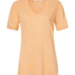 T-shirt col V manches courtes détails maille pointelle