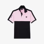 Polo color-block rose clair à logo écusson