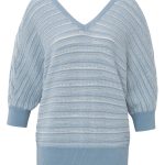 Pull double col V à rayures