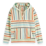 Sweat à capuche rayé en tissu éponge