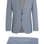 Costume slim fit en sergé de laine vierge à carreaux H-HUGE