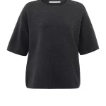 Pull en maille jacquard à col rond et manches courtes