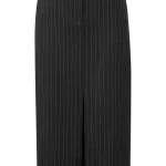 Jupe midi à fines rayures et fente devant