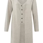Cardigan long avec gilet attaché, manches longues et col en V