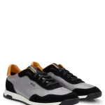 Baskets lacées en tissu texturé avec finitions en cuir suédé ZAYN_LOWP