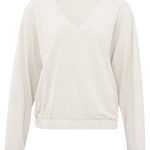 Haut à manches longues, col en V et taille élastique
