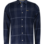 Chemise à carreaux bleu foncé en velours côtelé