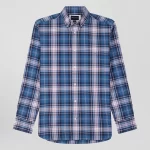 Chemise en coton à carreaux bleus et roses