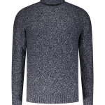 Pull col roulé en laine torsadée bleu