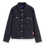 Veste camionneur en denim noir délavé