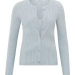 Cardigan côtelé à superpositions artificielles avec détails de boutons