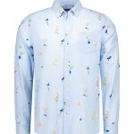 Chemise de lin avec imprimée bleu clair