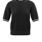 Pull manches courtes côtelé à col rond