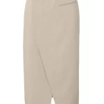 Jupe midi en mélange tissé avec fente