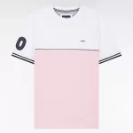 T-shirt bicolore en coton rose coupe décontractée