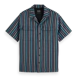 Chemise jacquard à rayures et manches courtes