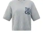 Pull tricoté à manches courtes avec illustration