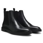 Bottines Chelsea en cuir nappa avec détail de bande signature