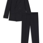 Costume Slim deux pièces en laine vierge à rayures tennis