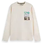 T-shirt coupe décontractée à manches longues avec motif artistique