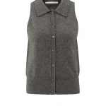 Cardigan sans manches avec col et fermeture à boutons