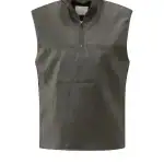 Haut sans manches en simili cuir avec col zippé