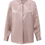 Chemisier en satin à col classique et fermeture dissimulée