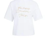 T-shirt à imprimé floqué doux et manches larges