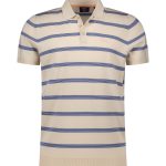 Polo en maille rayée écru