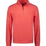 Sweat zippé rouge en coton quarter zip