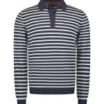 Polo rayé en coton bleu