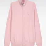 Cardigan zippé en coton rose