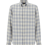 Chemise à carreaux en mélange coton-lyocel et col boutonné
