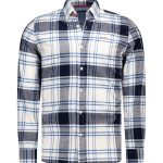 Chemise en coton à carreaux écru